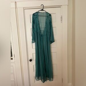 Sinesia Karol Sheer Green Tie Front Kimono / Beach Coverup— Womens One Size